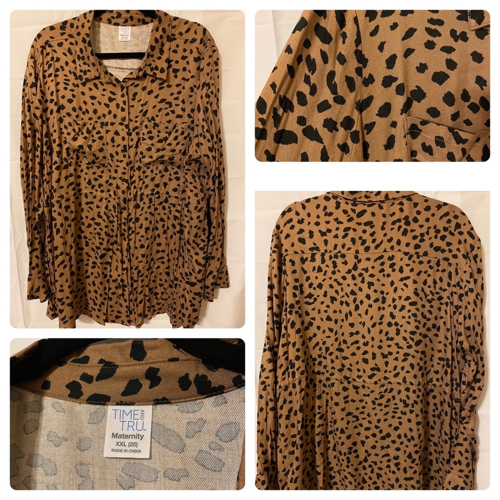Time and Tru cheetah print Plus size Maternity shirt dress